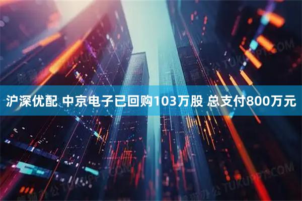 沪深优配 中京电子已回购103万股 总支付800万元