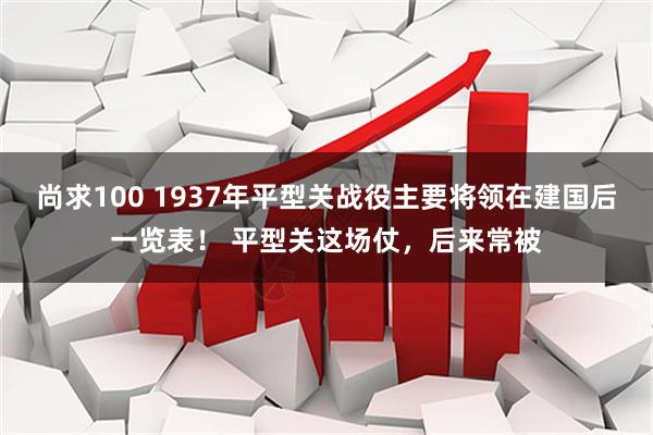 尚求100 1937年平型关战役主要将领在建国后一览表！ 平型关这场仗，后来常被